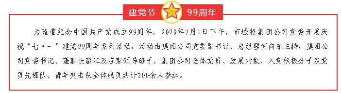 市城投集团公司党委开展庆祝“七·一”建党99周年活动